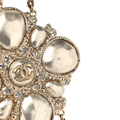 Chanel Graduated Pearl Crystal CC Multi Strand Necklace Gold 7 of 8