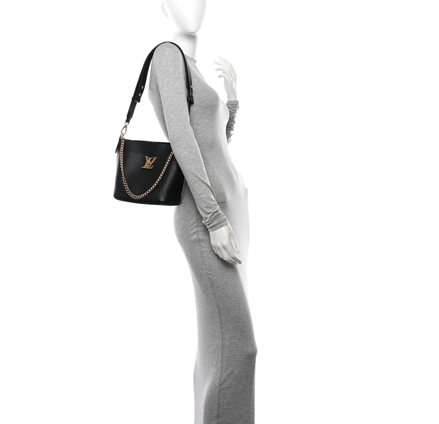 Calfskin Lock and Walk Bucket Black