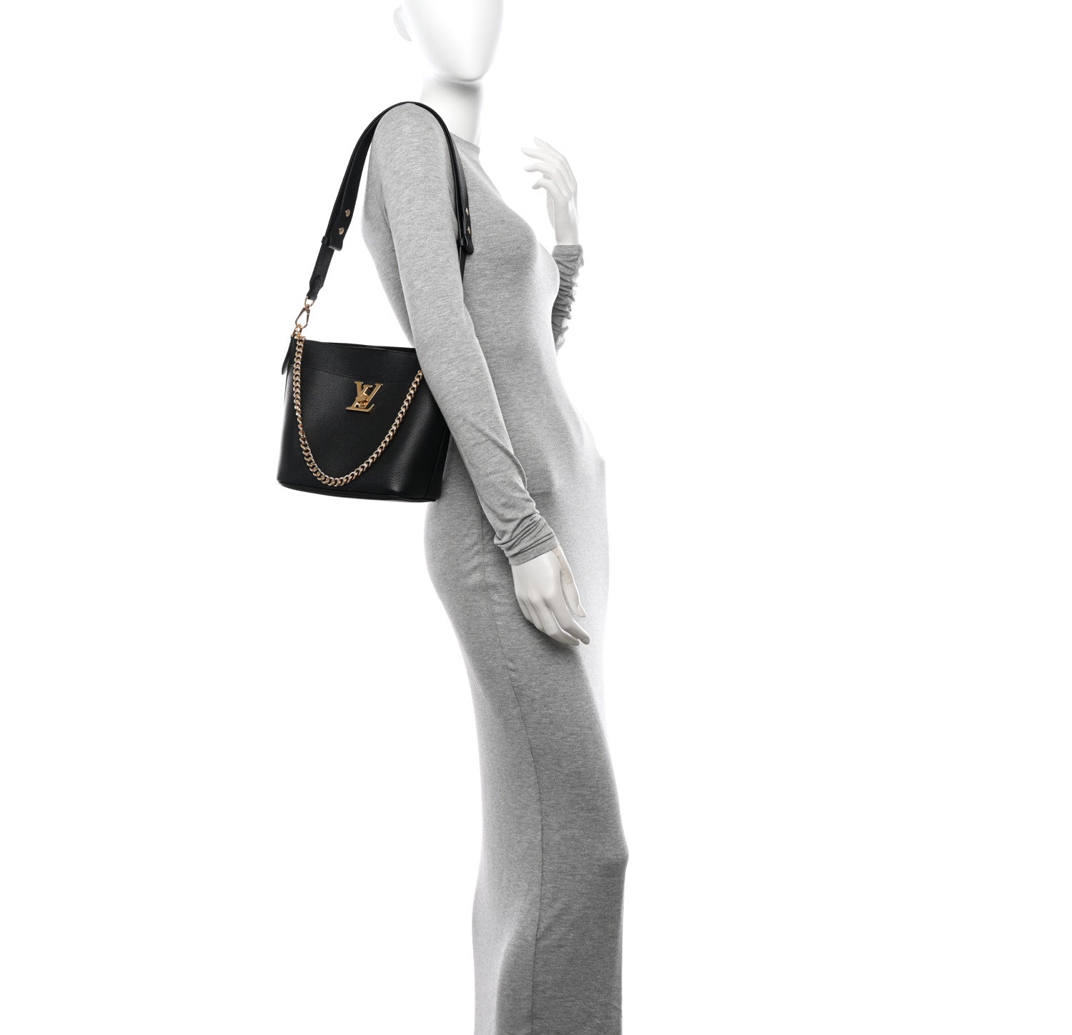 Louis Vuitton Calfskin Lock and Walk Bucket Black 2 of 11