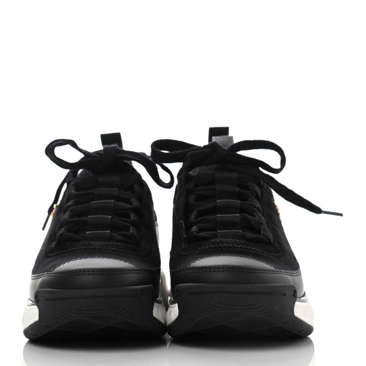 Velvet Calfskin Mixed Fibers CC Sneakers 35 Black