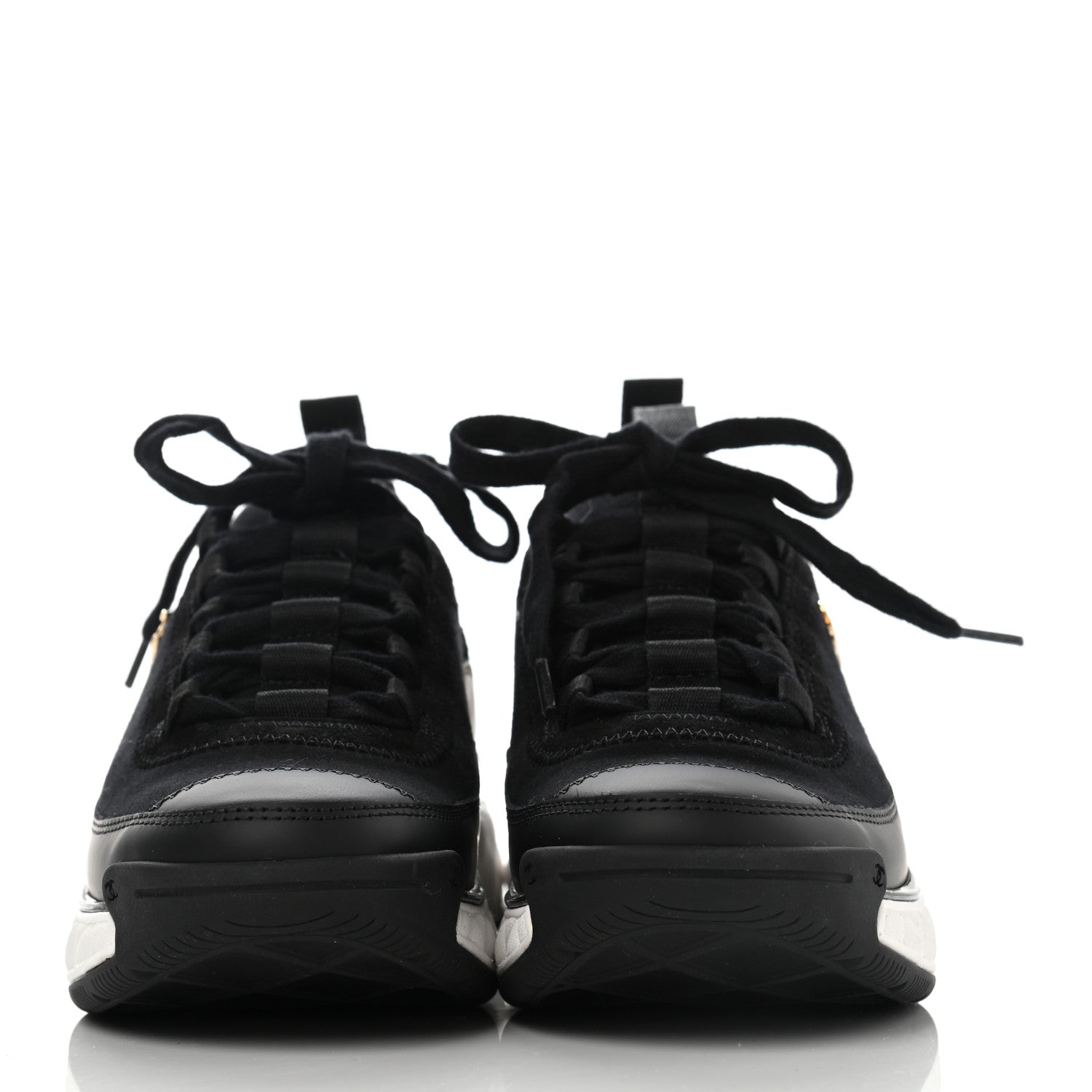 Chanel Velvet Calfskin Mixed Fibers CC Sneakers 35 Black 2 of 8