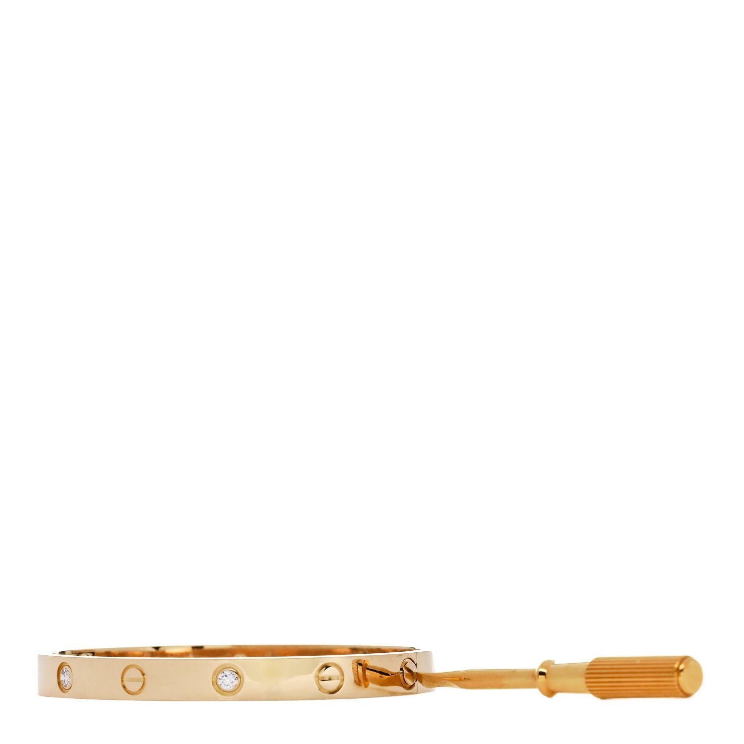 Cartier 18K Yellow Gold 4 Diamond LOVE Bracelet 17 3 of 9