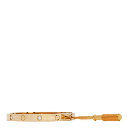Cartier 18K Yellow Gold 4 Diamond LOVE Bracelet 17 3 of 9