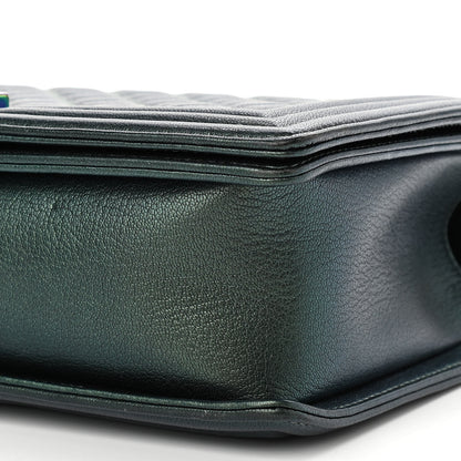 Chanel Iridescent Goatskin Quilted New Medium Boy Flap Green 9 of 10