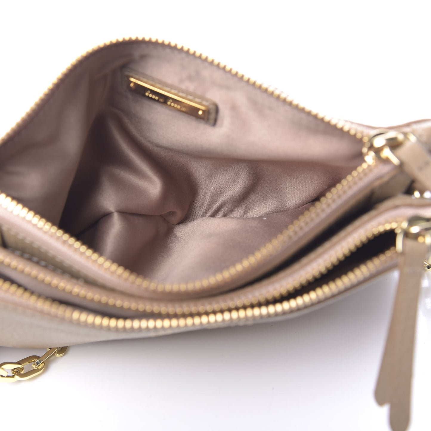 Vitello St.Daino Double Zip Chain Crossbody Cammeo