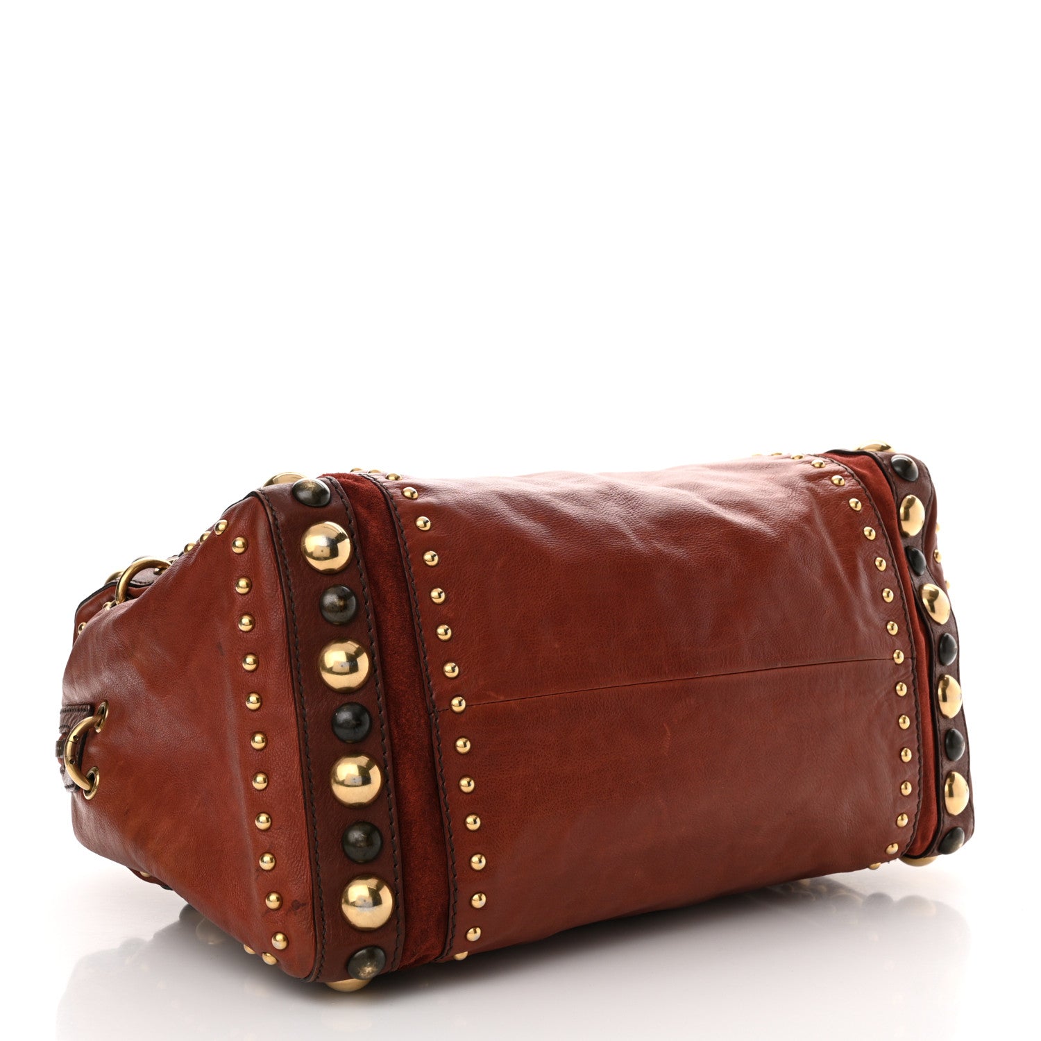 Gucci Calfskin Large Babouska Studded Boston Red 4 of 15