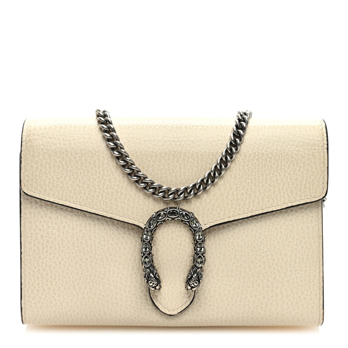 Dollar Calfskin Mini Dionysus Chain Wallet Mystic White