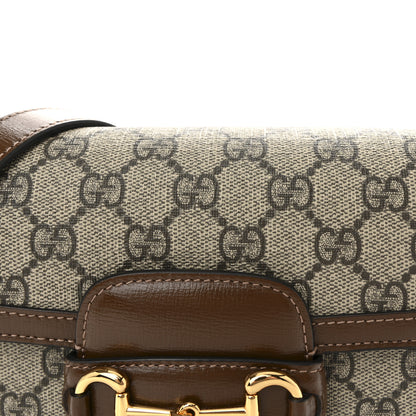 Gucci GG Supreme Monogram Azalea Calfskin Web Mini Horsebit 1955 Shoulder Bag Beige Ebony Brown Sugar 8 of 10