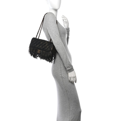 Chanel Metallic Calfskin Quilted Large Into The Fringe Flap Black 2 of 11