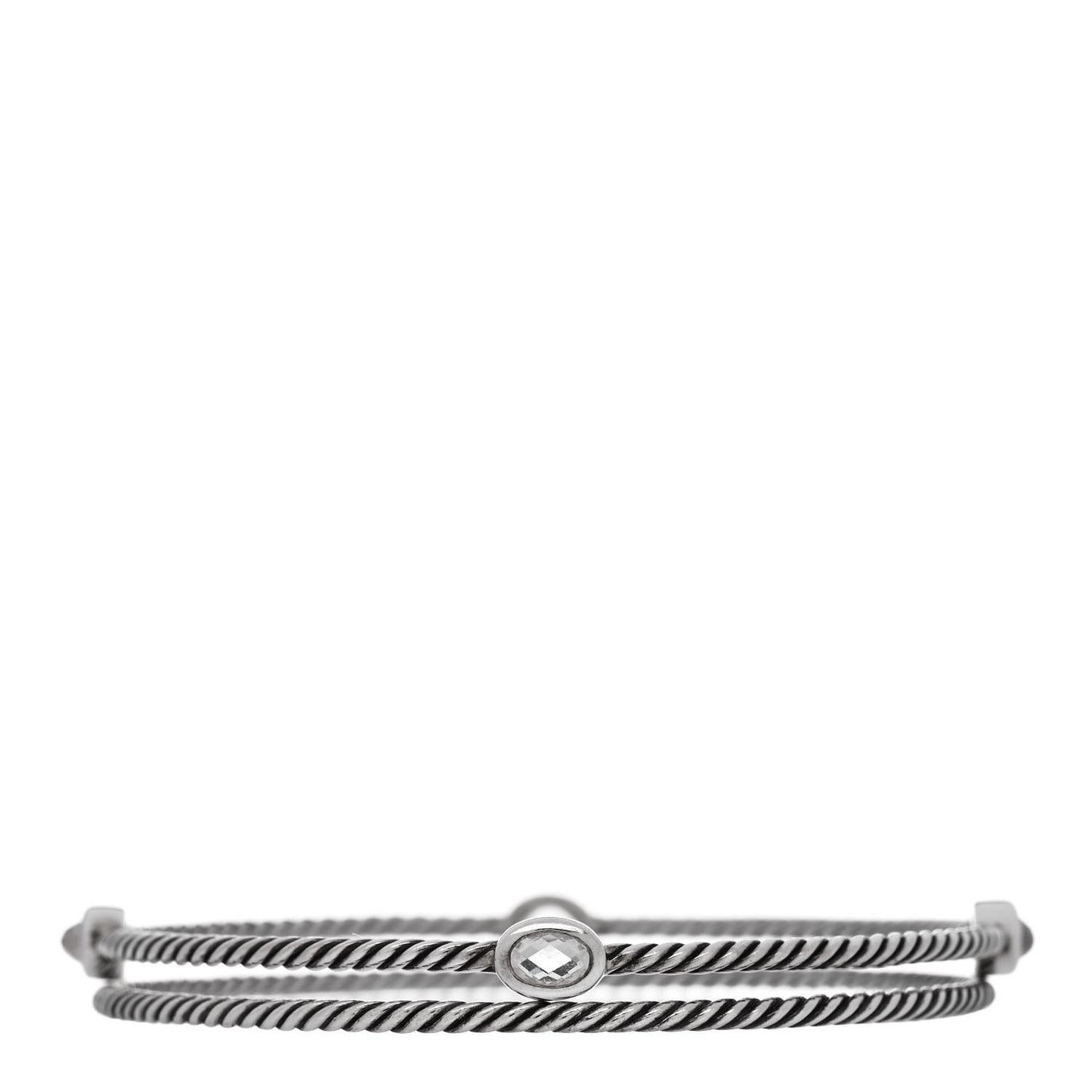 DAVID YURMAN Sterling Silver Crystal Color Classics Cable Bangle Bracelet Set of 2