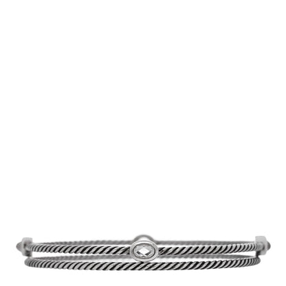 David Yurman DAVID YURMAN Sterling Silver Crystal Color Classics Cable Bangle Bracelet Set of 2 1 of 5