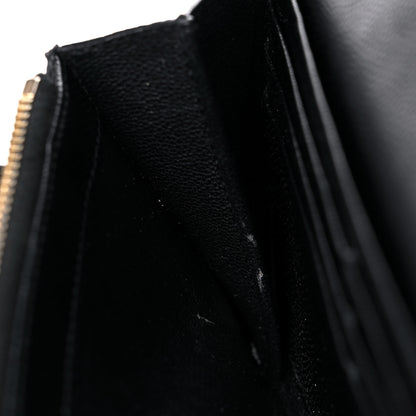 Saint Laurent Grain De Poudre Matelasse Chevron Monogram Flap Wallet Black 8 of 14