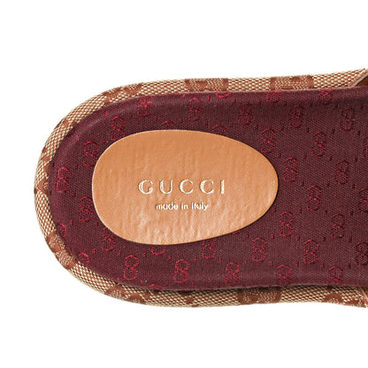 Gucci Canvas GG Monogram Angelina Platform Slide Sandals 36.5 Beige Ruggine 9 of 14