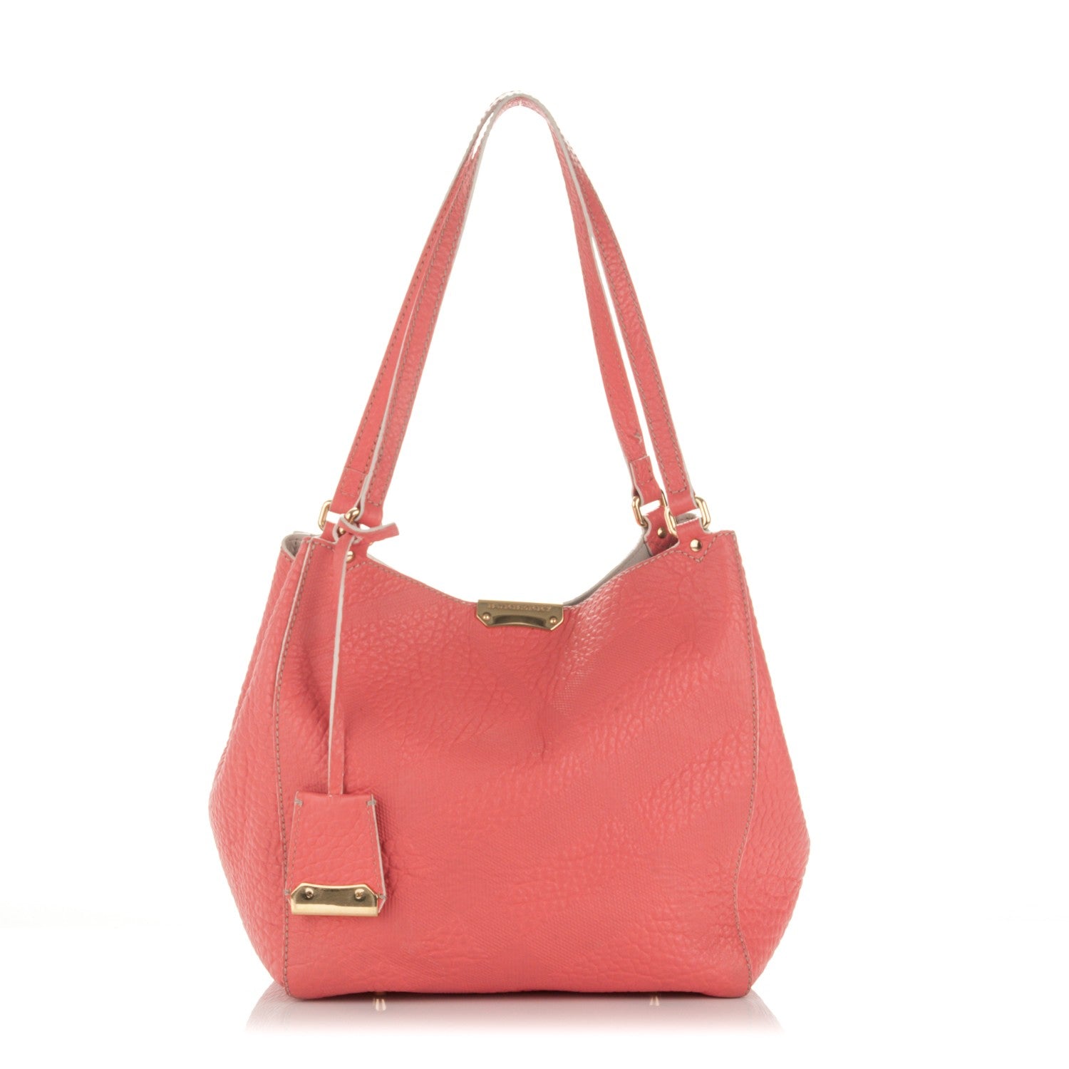 Burberry Signature Grain Calfskin Check Embossed Small Canterbury Tote Rose Pink 1 of 9