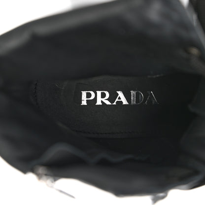 Prada Vitello Montana Re-Nylon Metal Triangle Logo 110mm Ankle Boots 41 Black 7 of 10