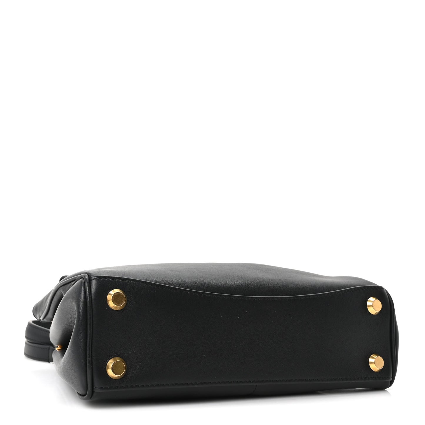 Natural Smooth Calfskin Small Rodeo Top Handle Handbag Black