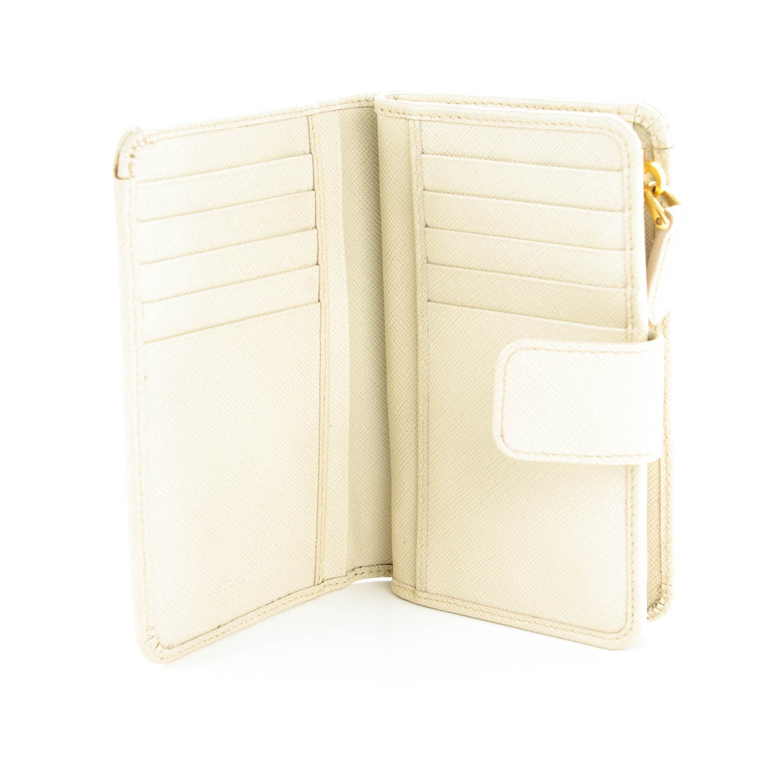 Prada Saffiano Metal Compact Wallet Cera 6 of 8