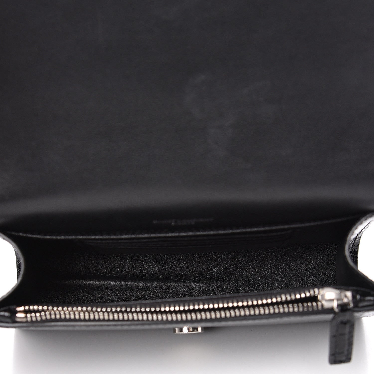Saint Laurent Calfskin Crocodile Embossed Monogram Kate Belt Bag Black 5 of 10