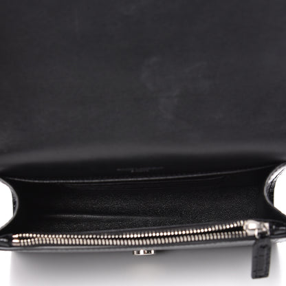 Saint Laurent Calfskin Crocodile Embossed Monogram Kate Belt Bag Black 5 of 10