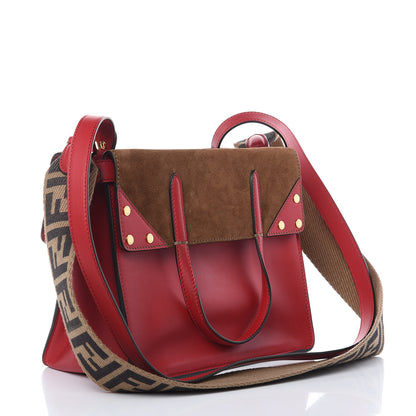 Fendi Vitello Grace Suede Small Flip Tote Fragola Marrone 6 of 12