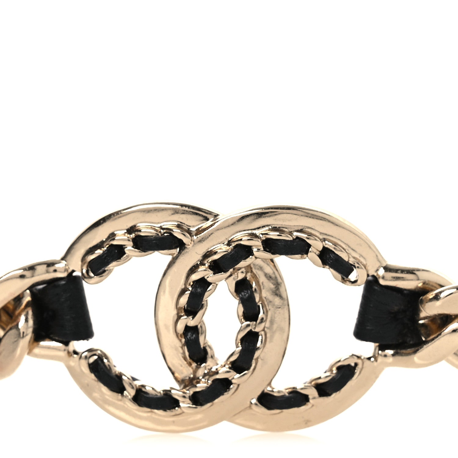 Chanel Metal Lambskin Crystal CC Chain Tie Headband Gold Black 4 of 5