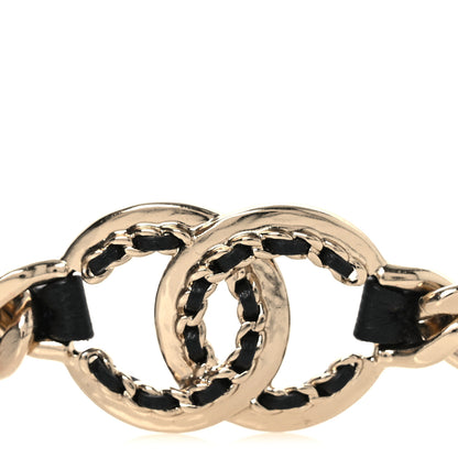 Chanel Metal Lambskin Crystal CC Chain Tie Headband Gold Black 4 of 5
