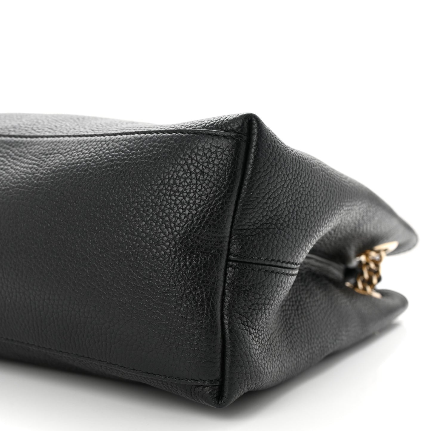 Pebbled Calfskin Medium Soho Chain Shoulder Bag Black