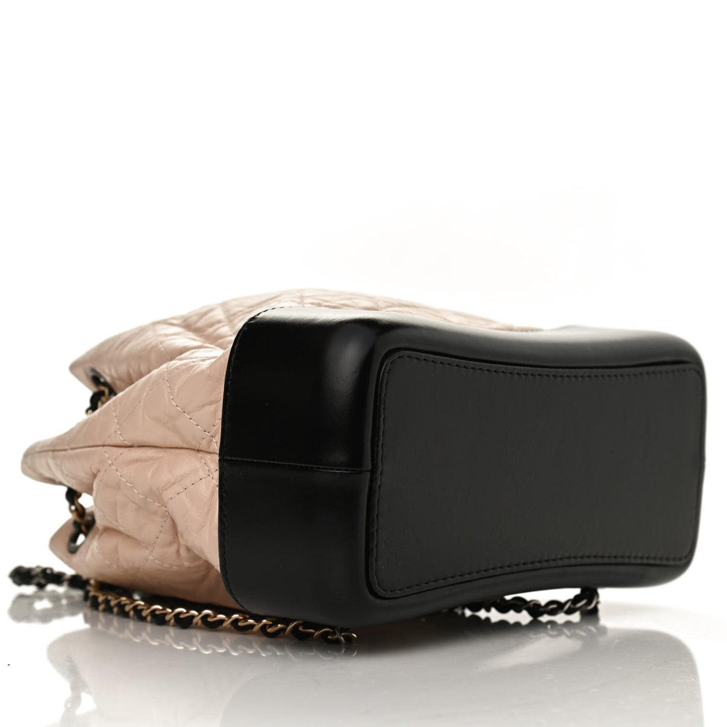 Aged Calfskin Quilted Small Gabrielle Backpack Beige Black