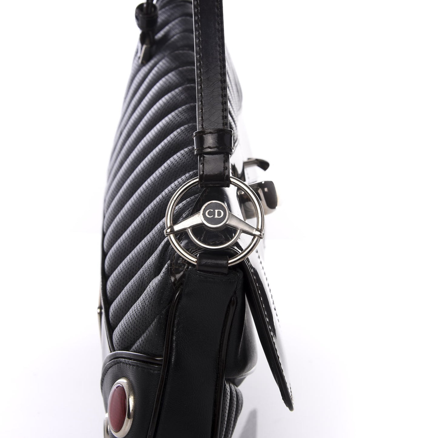 Leather Perforated Trailer Trash Handbag Black
