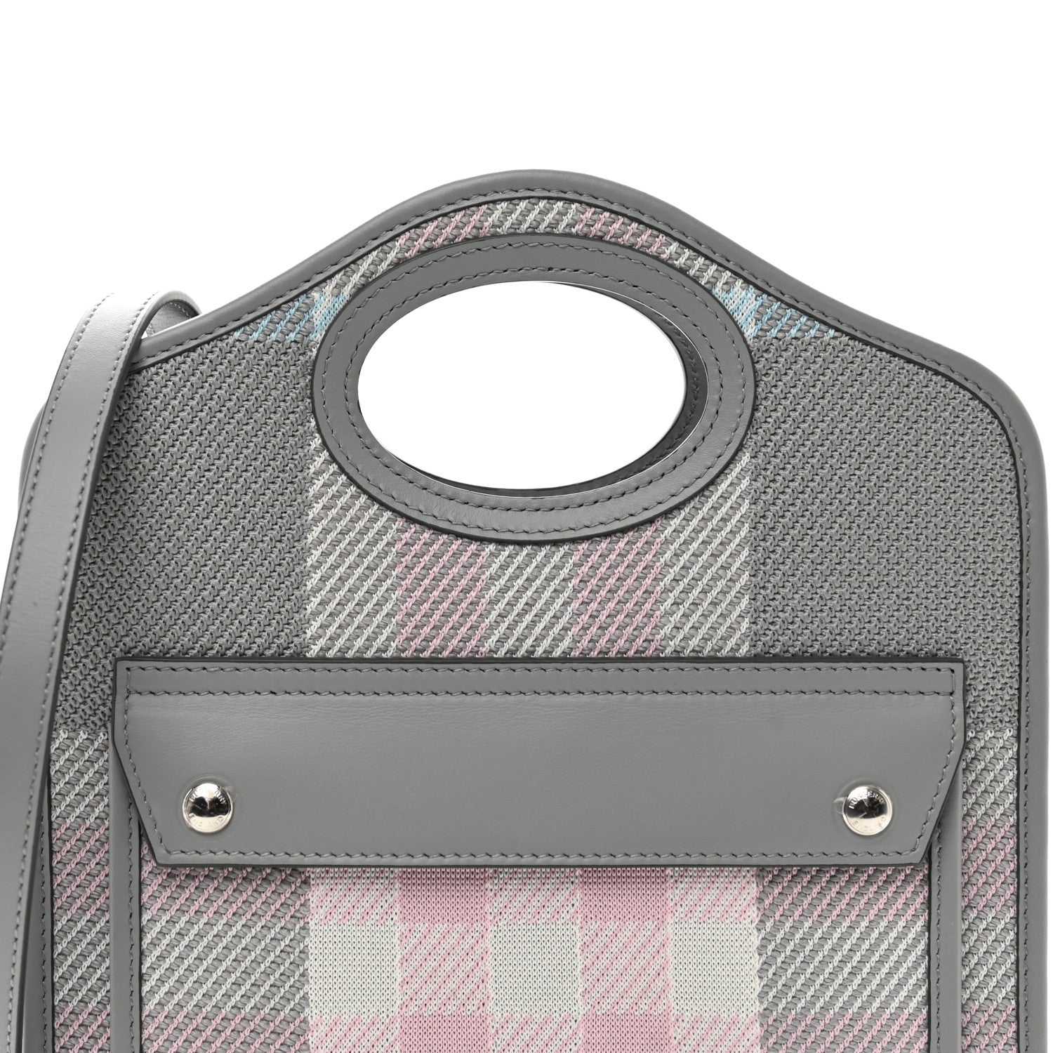 Burberry Calfskin Check Mini Pocket Bag Grey 5 of 9
