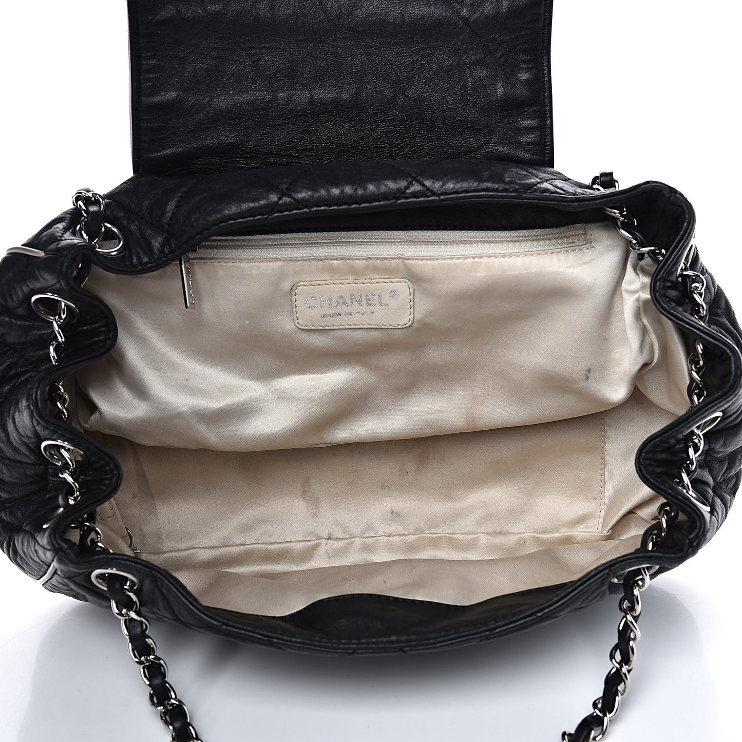 Lambskin Quilted East West Accordion Flap Black