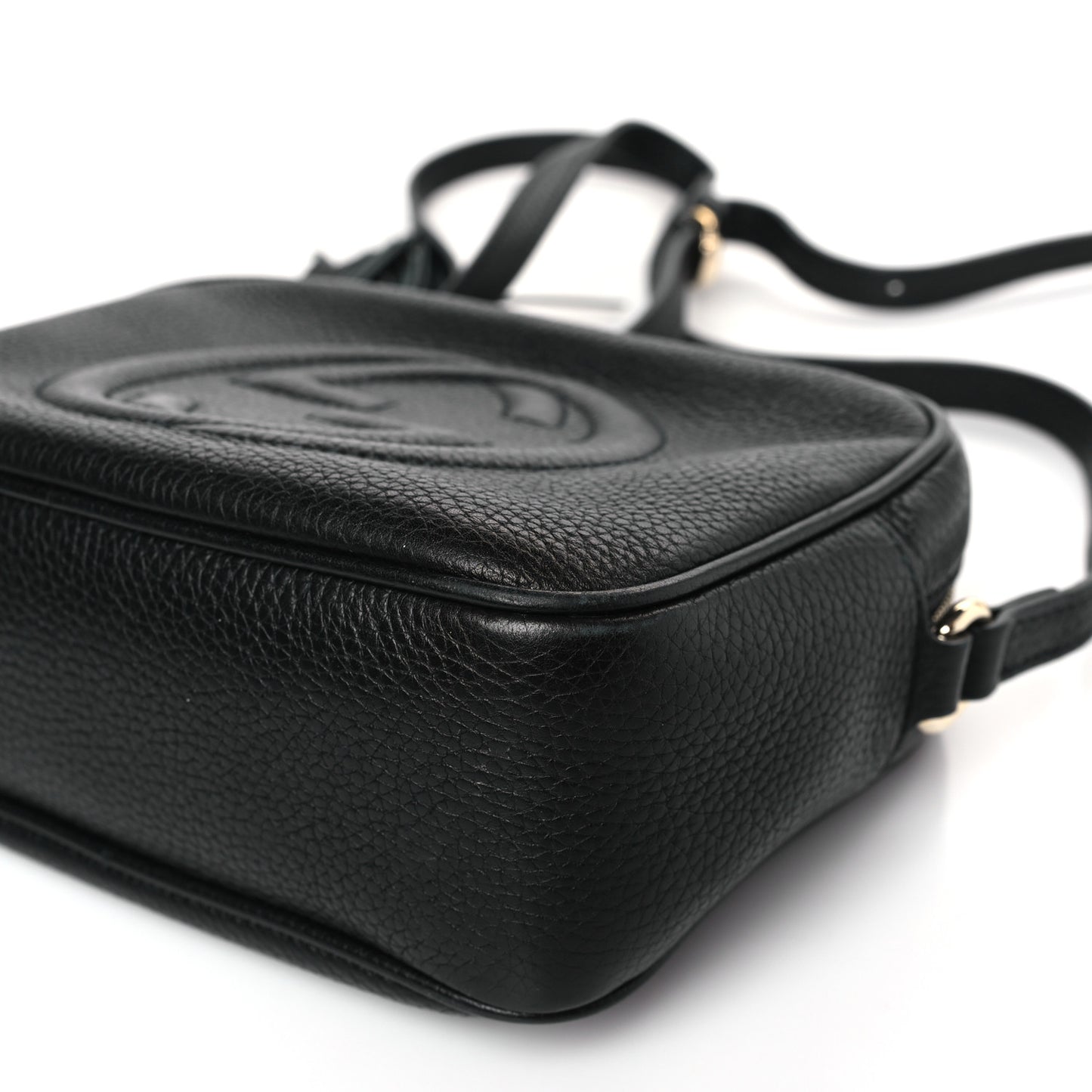 Pebbled Calfskin Small Soho Disco Bag Black