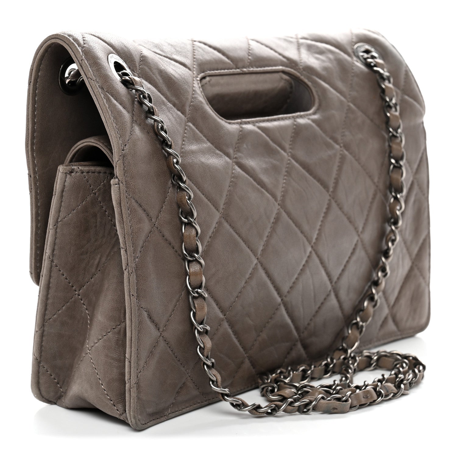 Chanel Washed Lambskin Jumbo Take Away Flap Grey 3 of 12