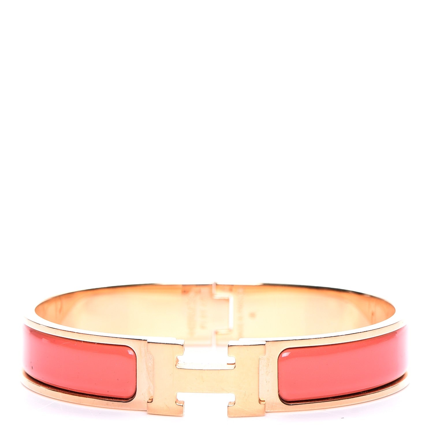 Hermes Enamel Clic Clac H Narrow Bracelet PM Rouge Corail 1 of 5