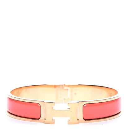 Hermes Enamel Clic Clac H Narrow Bracelet PM Rouge Corail 1 of 5