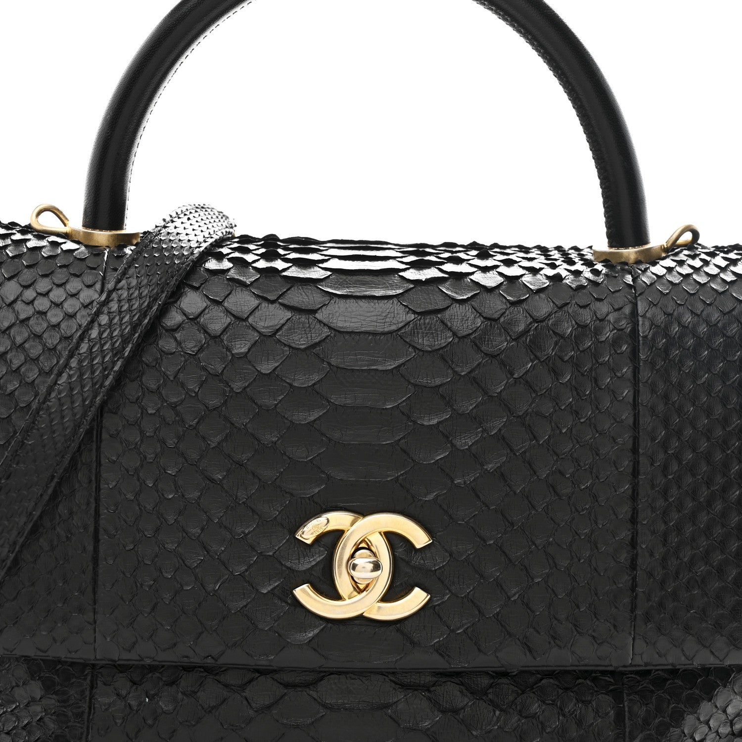 Chanel Snakeskin Small Coco Handle Flap Black 9 of 12