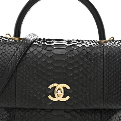 Chanel Snakeskin Small Coco Handle Flap Black 9 of 12