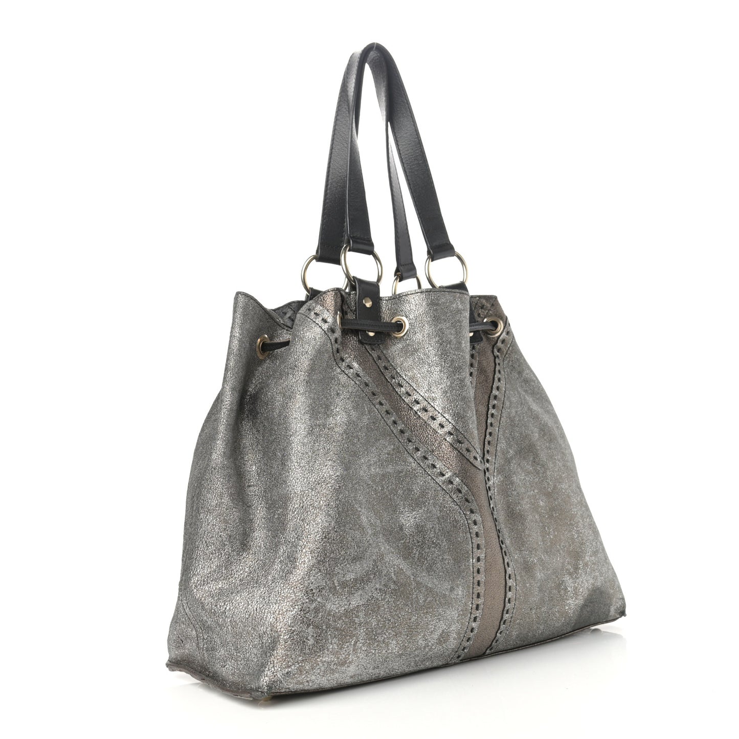Calfskin Reversible Double Sac Y Tote Gold Black