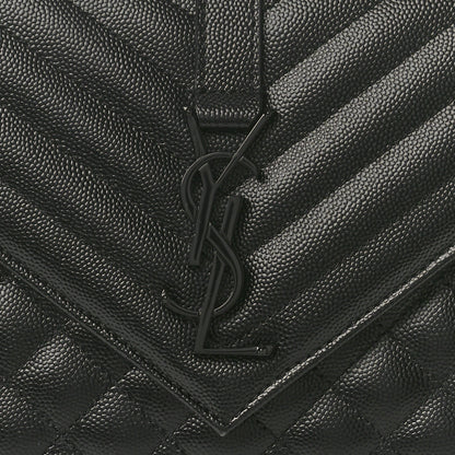 Saint Laurent Grain De Poudre Textured Mixed Matelasse Triquilt Medium Monogram Monochrome Satchel Black 7 of 9