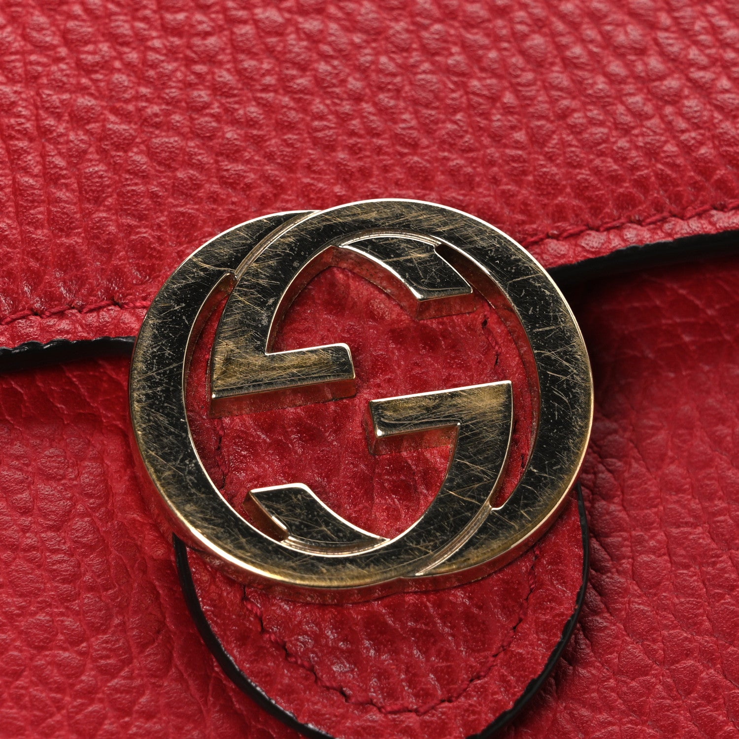 Gucci Dollar Calfskin Interlocking G Chain Wallet Red 11 of 11