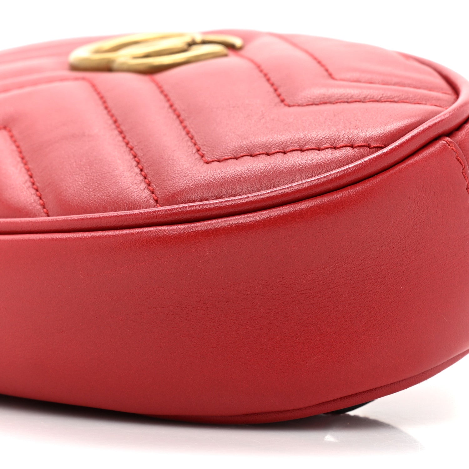 Gucci Calfskin Matelasse GG Marmont Belt Bag 95 38 Hibiscus Red 8 of 11