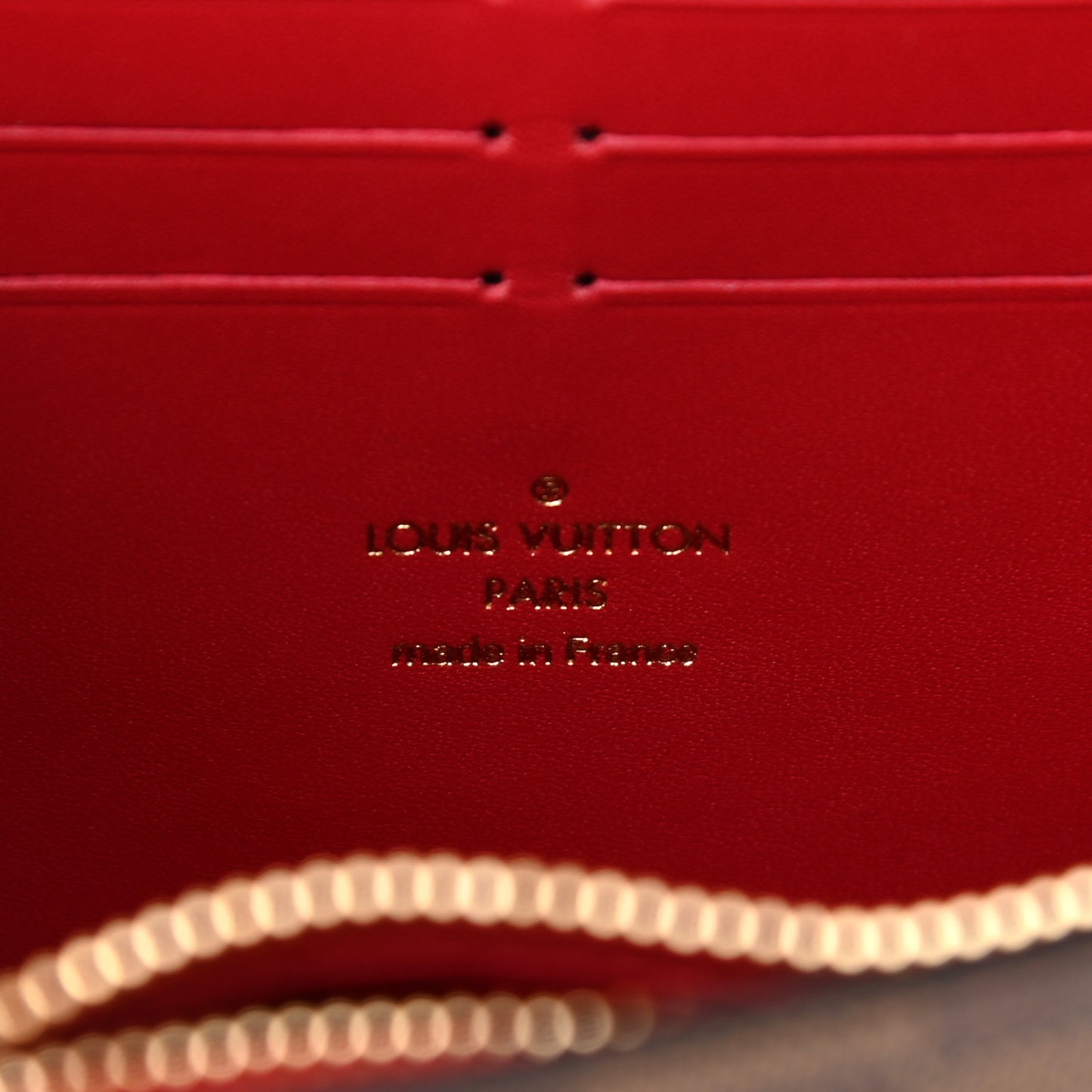 Damier Ebene Croisette Chain Wallet Scarlet