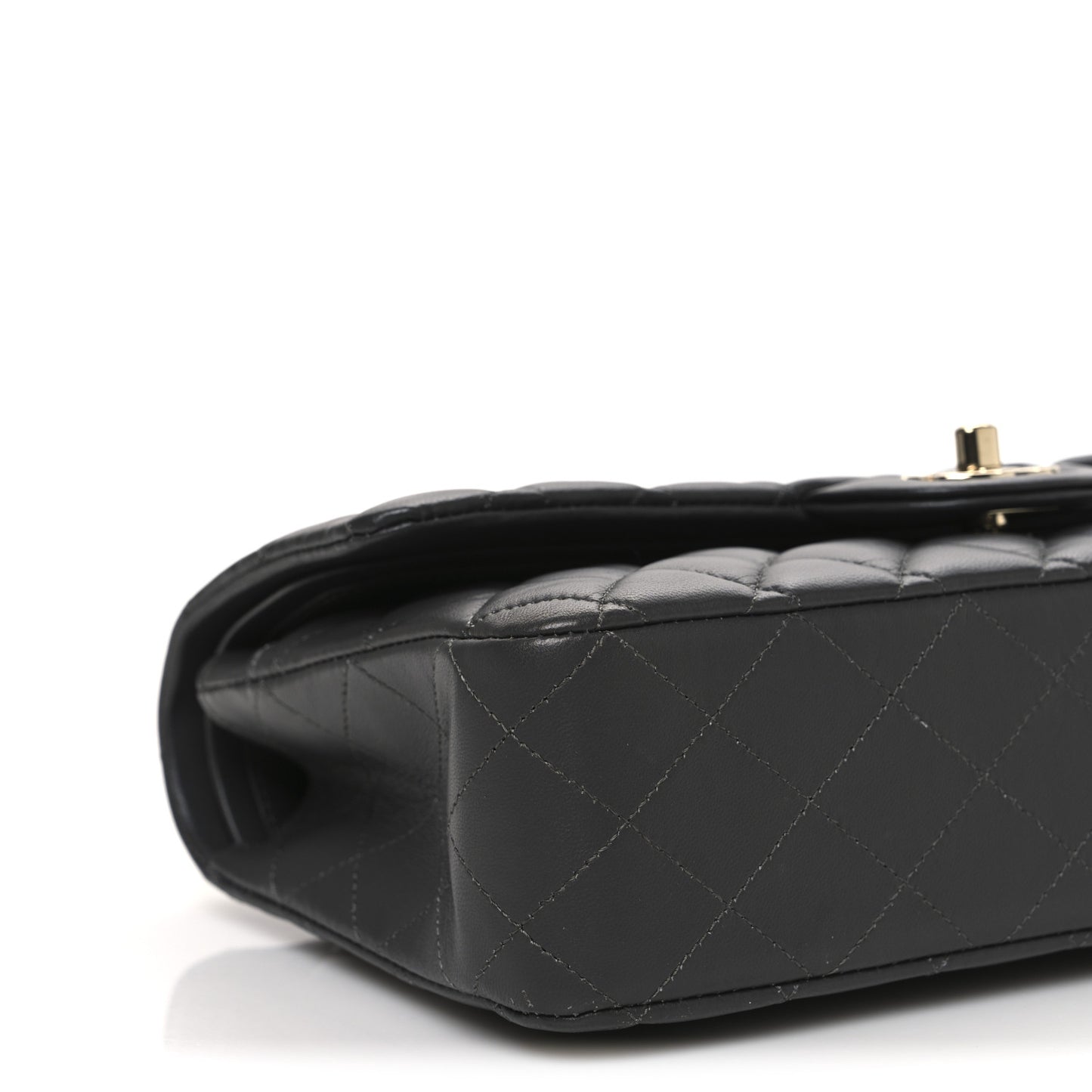 Lambskin Quilted Medium Double Flap Dark Grey