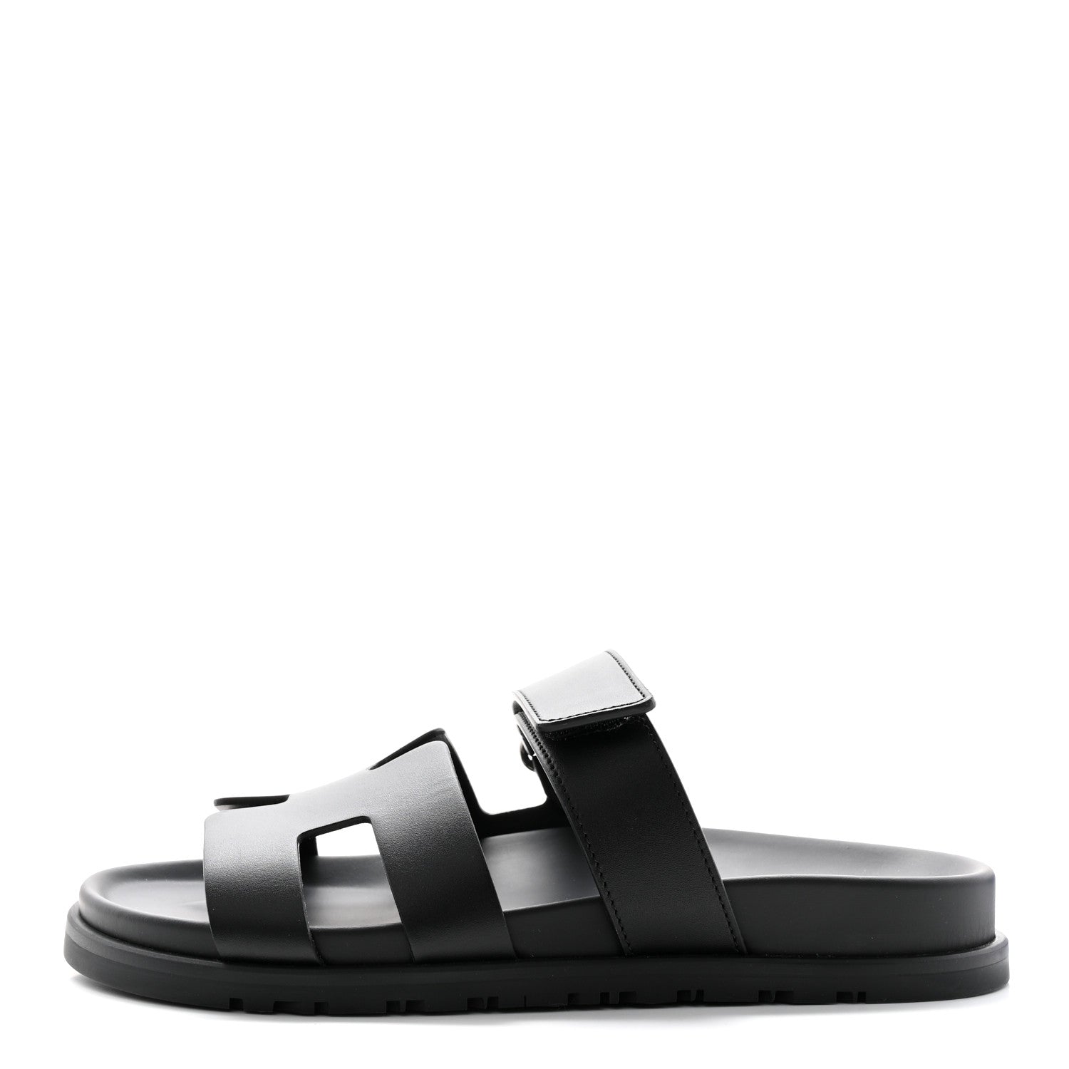 Hermes Calfskin Womens Chypre Sandals 37 Black 1 of 12