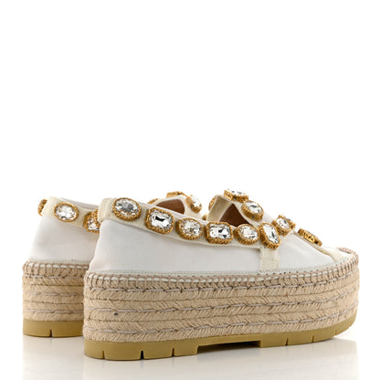 Gucci Canvas Crystal Embellished Platform Espadrilles 37 Great White 4 of 9