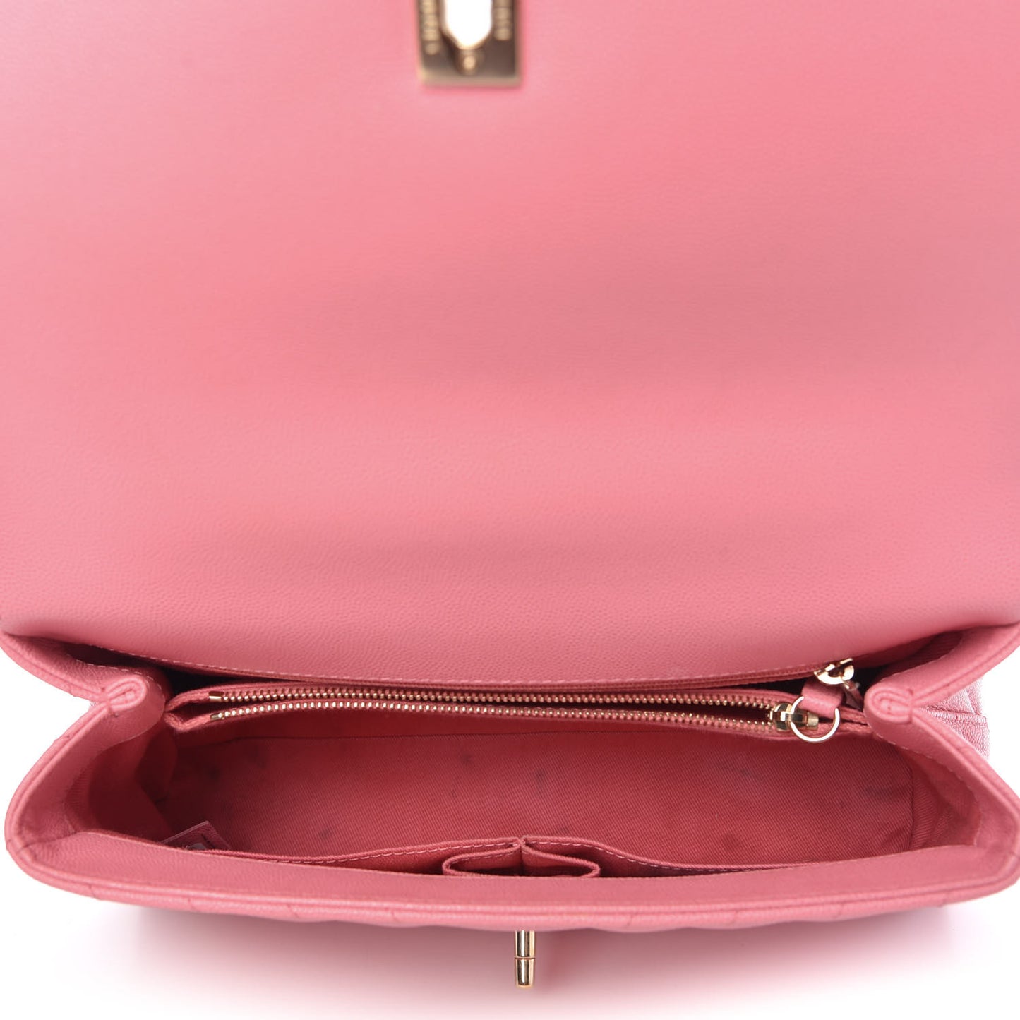 Caviar Chevron Quilted Small Coco Handle Flap Pink