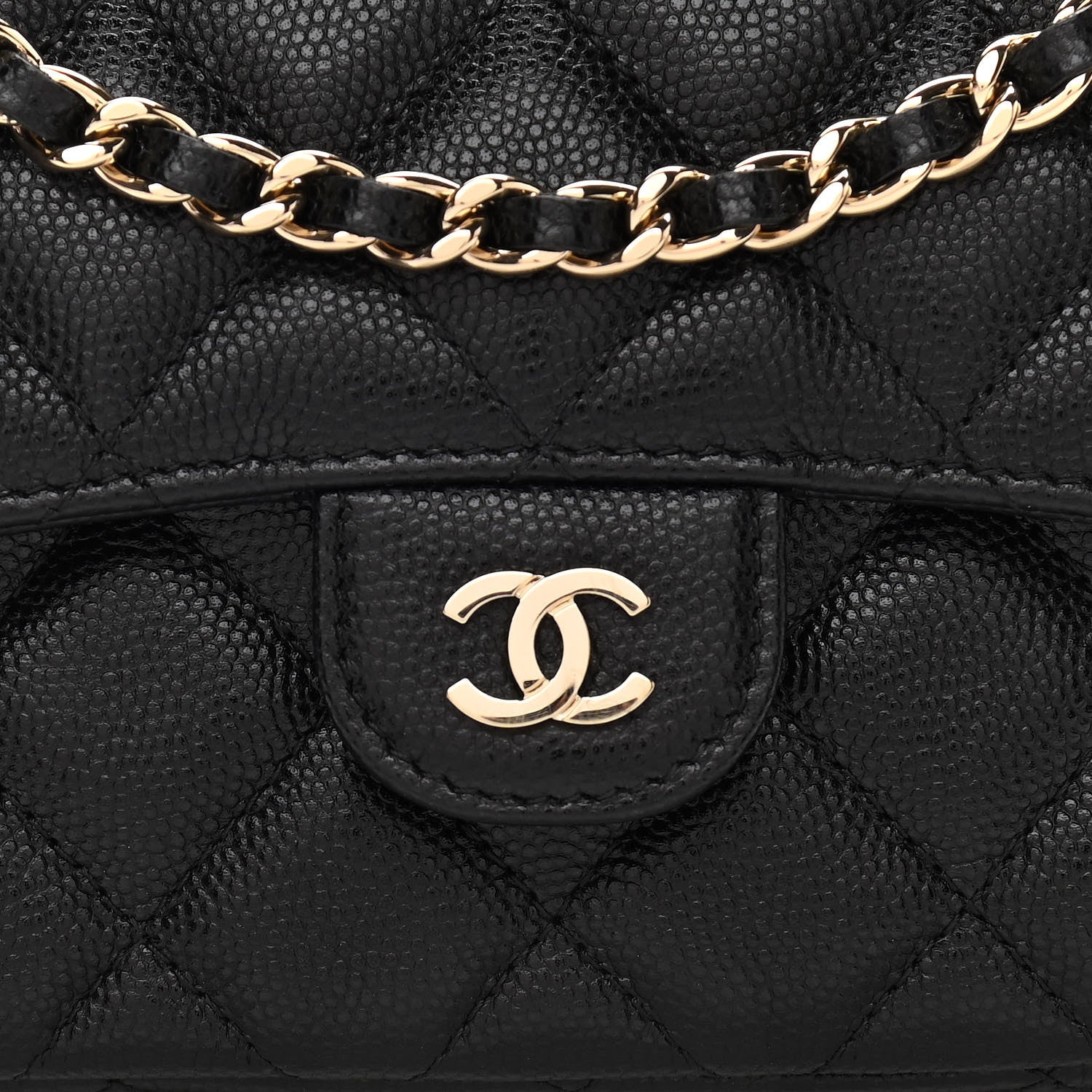 Chanel Caviar Quilted Flap Phone Holder With Chain Black 10 of 13