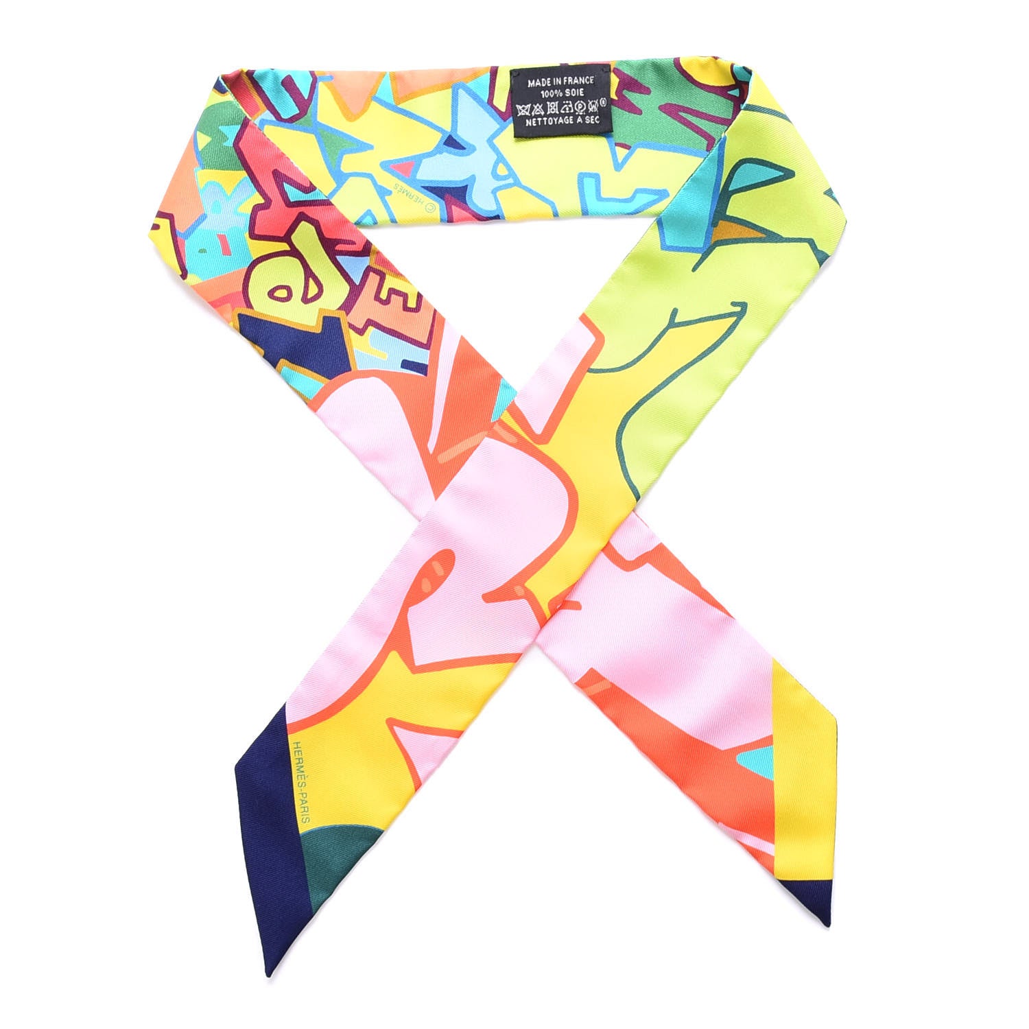 Hermes Silk Graff Graffiti Twilly Citron Malabar Caban 1 of 3