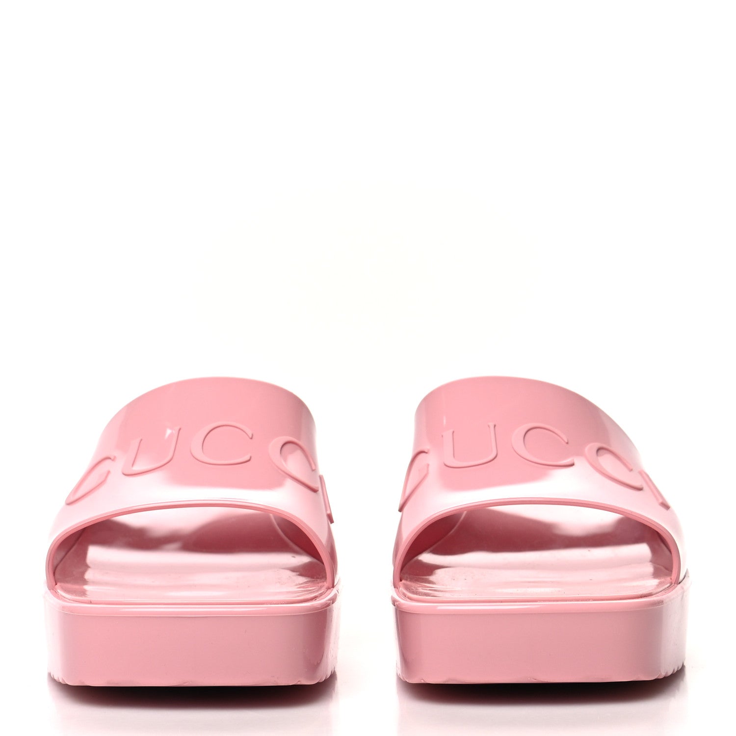 Gucci Rubber Gucci Logo Womens Platform 20/60mm Slide Sandals 35 Wild Rose 2 of 9