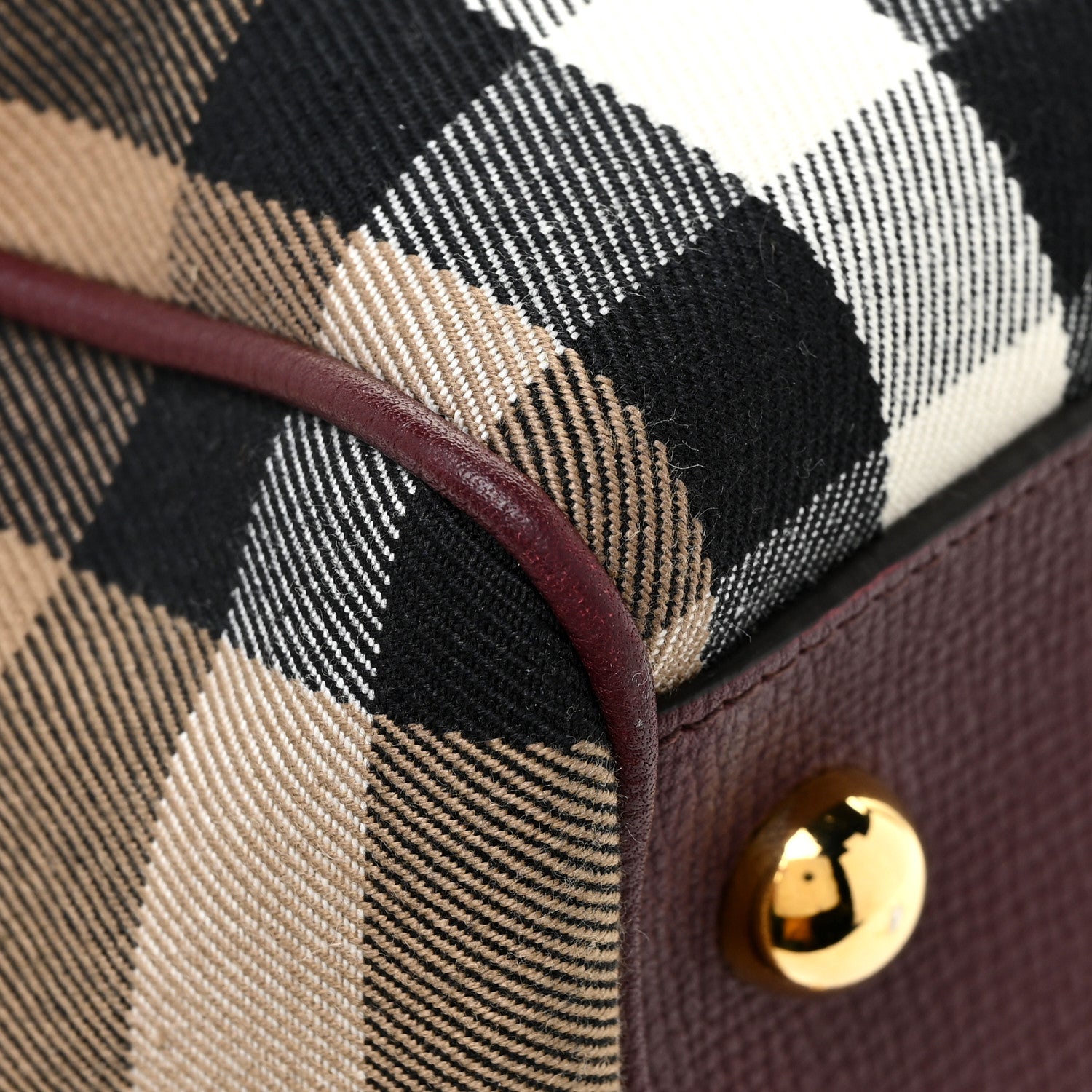 Burberry House Check Derby Calfskin Medium Alchester Bowling Bag Mahogany Red 11 of 13